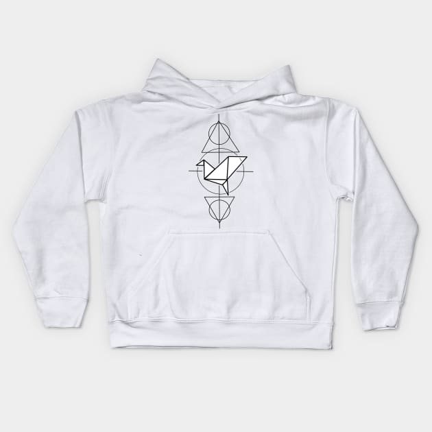 Paper crane geometry Kids Hoodie by Nezumi1998